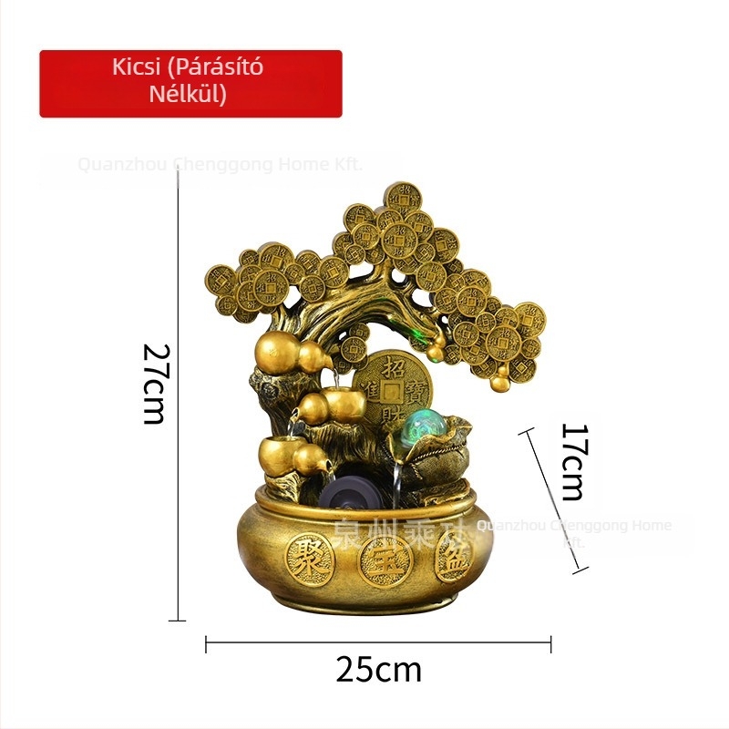 Szerencsefa – asztali víz körforgásos dísz Feng Shui, szintetikus gyanta, festett felület, kézművesség: festés, gravírozás, szobrászat