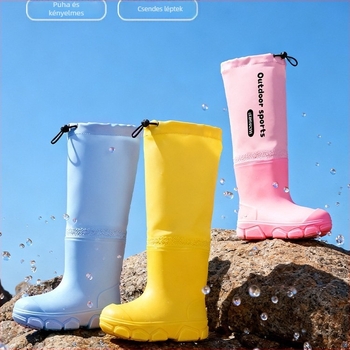Gyermek esőcsizmák, uniszex, PVC felsőrész, középmagas sarok (3-5 cm), középső csőmagasság, csúszásmentes és vízálló, négy évszakos