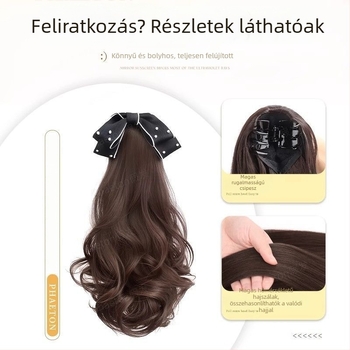 Clip-in Pear Blossom Curl bohajtár paróka — nagy hullámok, szövött kivitel, anyag: magas hőmérsékletű selyem, modell: Clip-in Pear Blossom Curl, nem festhető