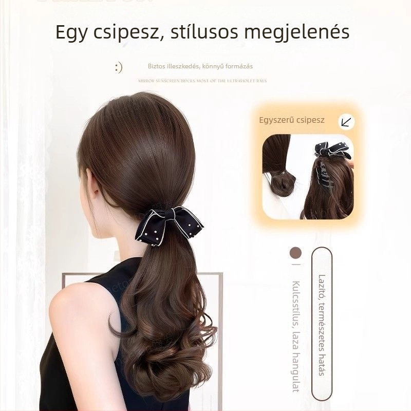Clip-in Pear Blossom Curl bohajtár paróka — nagy hullámok, szövött kivitel, anyag: magas hőmérsékletű selyem, modell: Clip-in Pear Blossom Curl, nem festhető