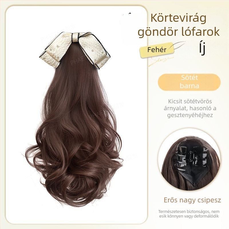 Clip-in Pear Blossom Curl bohajtár paróka — nagy hullámok, szövött kivitel, anyag: magas hőmérsékletű selyem, modell: Clip-in Pear Blossom Curl, nem festhető