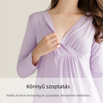 Szoptatós kismama szett: felső és nadrág Modal anyagból, hosszú ujjú, ősz 2024, 30–50% Modal szál