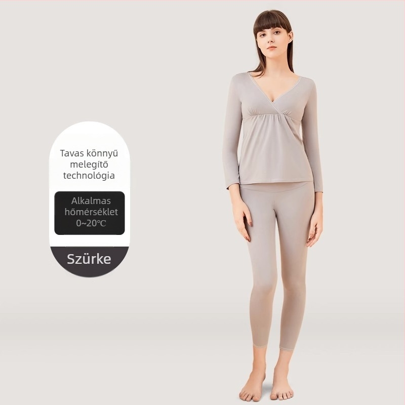 Szoptatós kismama szett: felső és nadrág Modal anyagból, hosszú ujjú, ősz 2024, 30–50% Modal szál