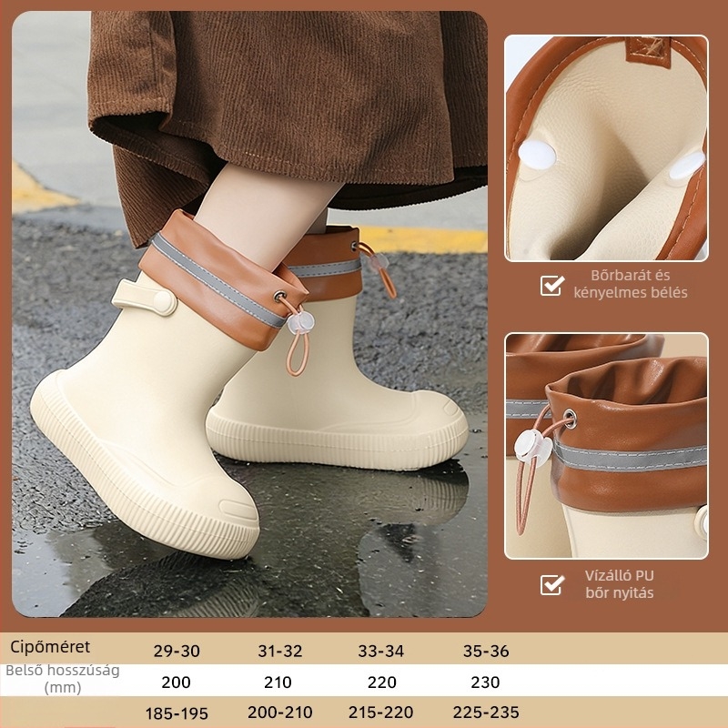 Gyerek esőcsizma – EVA felsőrész, magas szár, középmagas sarok 3–5 cm, uniszex, négy évszak
