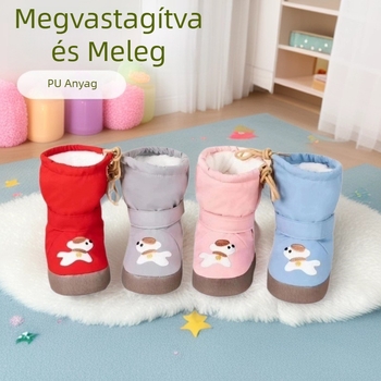 Baba téli csizma fleece-bevonattal, meleg és csúszásmentes, puha talppal, 0–14 hónapos korosztálynak, kompatibilis pamut nadrággal
