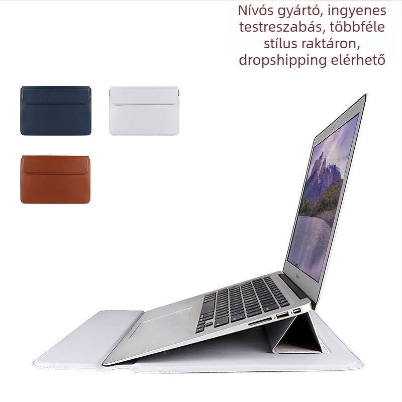 Apple multifunkcionális laptop-táska állvánnyal, PU bőrtok MacBook Pro 13 hüvelykre, minimalist dizájn