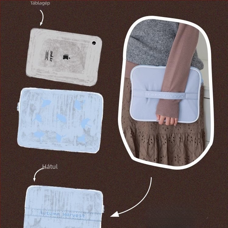 Ultra könnyű tároló táska tabletákhoz és laptopokhoz, textil anyagból, táj mintával, bélés: textile, uniszex, 2025 tavasz
