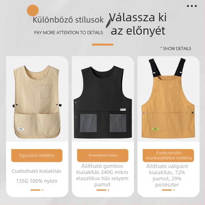 Ujjatlan kötény, vízálló és olajálló, kávézók és fodrászszalonok számára, logónyomtatás, koreai stílus