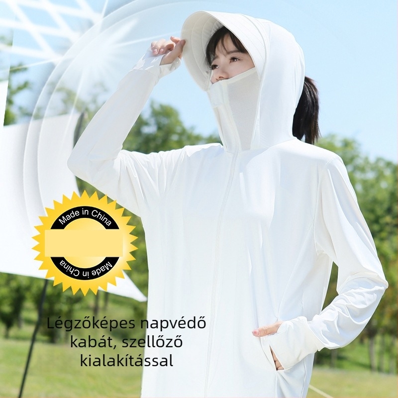 Kapucnis napvédő kültéri dzseki, légáteresztő nylon 81-95%, horgászathoz