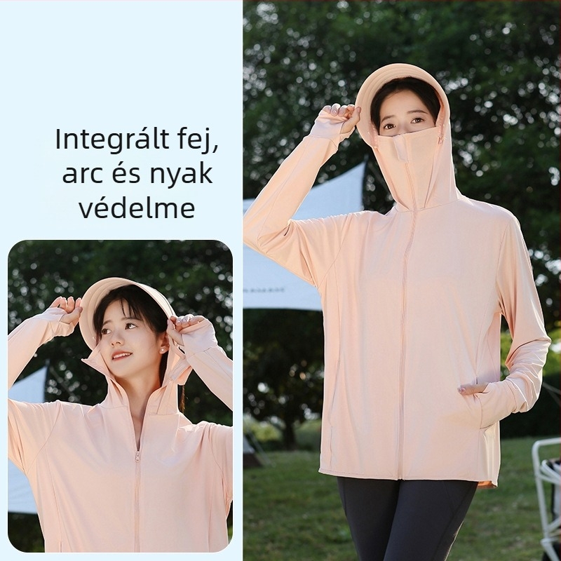 Kapucnis napvédő kültéri dzseki, légáteresztő nylon 81-95%, horgászathoz