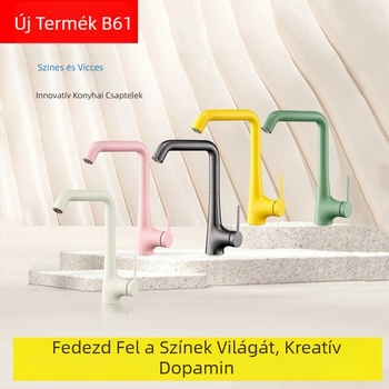 Konyhai csaptelep – sárgaréz, kihúzható, keverő, kerámia szeleppel, egykezes, modell 1896