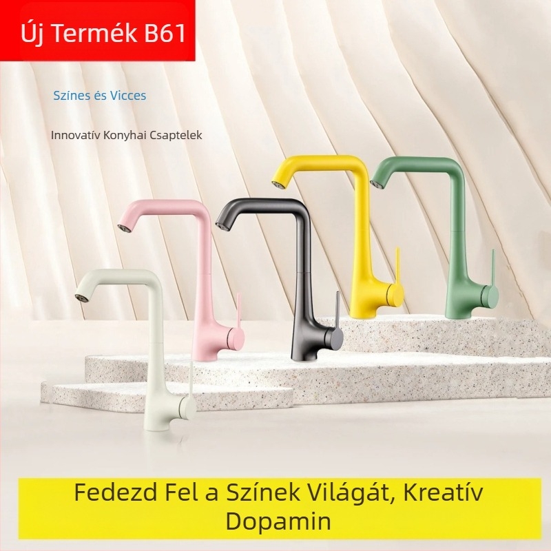 Konyhai csaptelep – sárgaréz, kihúzható, keverő, kerámia szeleppel, egykezes, modell 1896