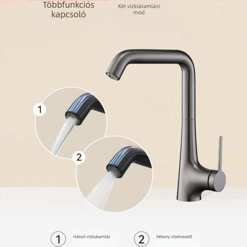 Konyhai csaptelep – sárgaréz, kihúzható, keverő, kerámia szeleppel, egykezes, modell 1896