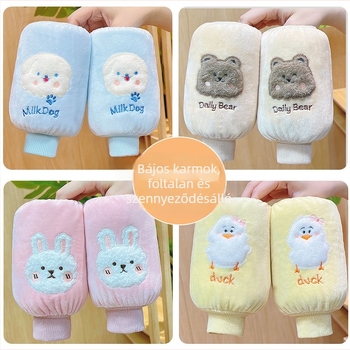 Gyerekeknek szóló flanel karvédők – cartoon minta, anti-szennyeződés, ősz-tél, hímzett