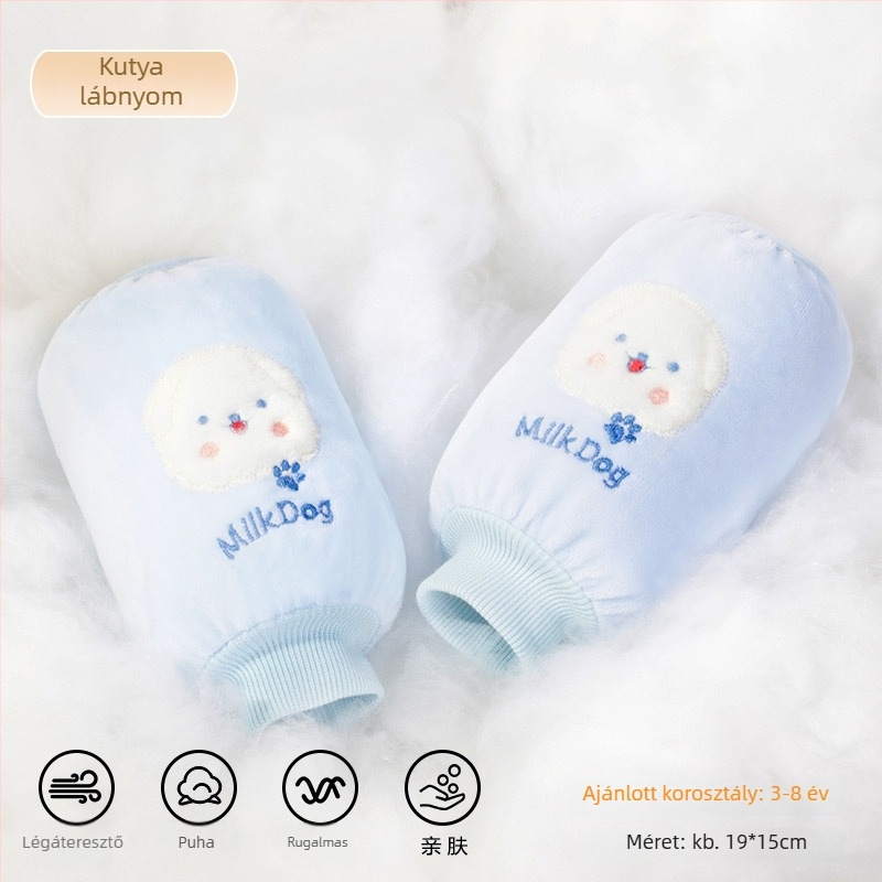 Gyerekeknek szóló flanel karvédők – cartoon minta, anti-szennyeződés, ősz-tél, hímzett