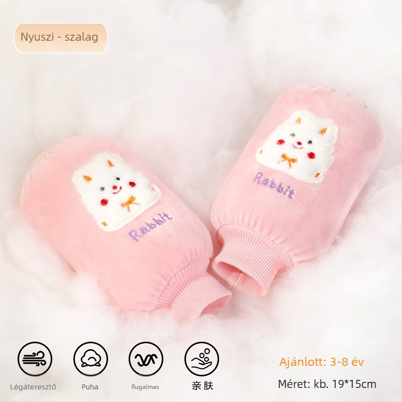 Gyerekeknek szóló flanel karvédők – cartoon minta, anti-szennyeződés, ősz-tél, hímzett