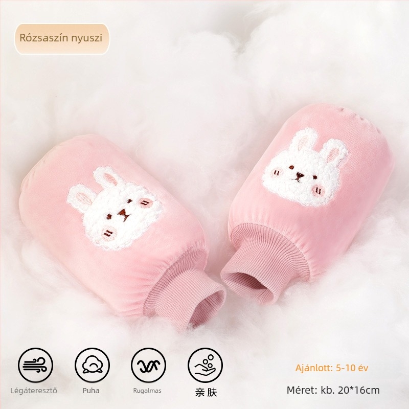 Gyerekeknek szóló flanel karvédők – cartoon minta, anti-szennyeződés, ősz-tél, hímzett