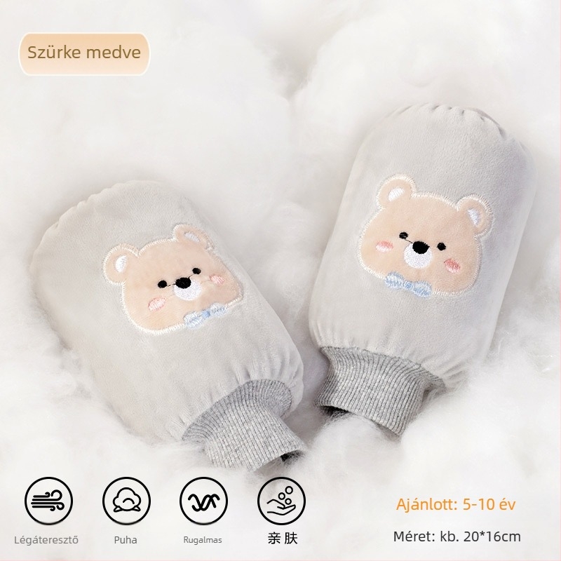 Gyerekeknek szóló flanel karvédők – cartoon minta, anti-szennyeződés, ősz-tél, hímzett