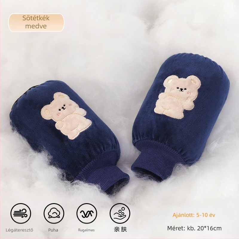 Gyerekeknek szóló flanel karvédők – cartoon minta, anti-szennyeződés, ősz-tél, hímzett