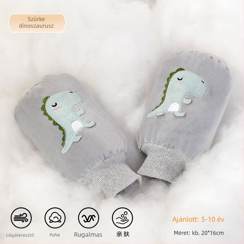 Gyerekeknek szóló flanel karvédők – cartoon minta, anti-szennyeződés, ősz-tél, hímzett