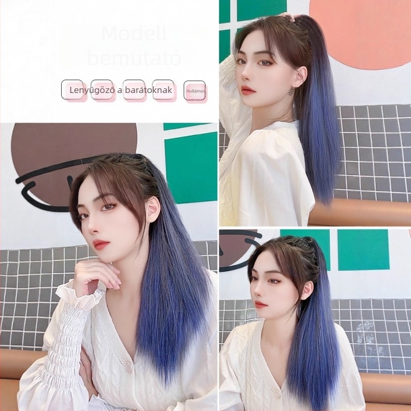 Női paróka lófarokkal, hosszú egyenes haj, hőálló rostok, rögzítési mechanizmus, festhető és dauerolható