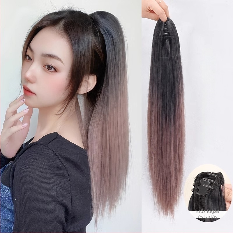 Női paróka lófarokkal, hosszú egyenes haj, hőálló rostok, rögzítési mechanizmus, festhető és dauerolható