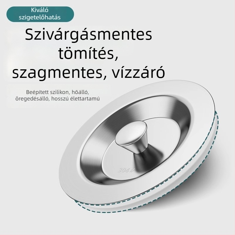 Konyhai mosogató dugó rozsdamentes acélból, univerzális illeszkedés, szabványos modell, modern minimalista kialakítás
