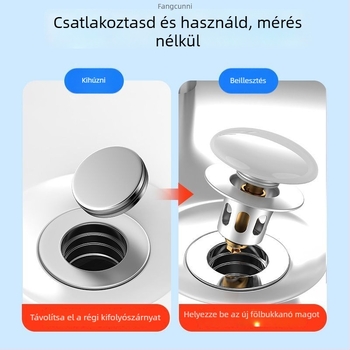 Réz anyagú mosdólefolyó dugó push-type pop-up mechanizmussal és illat-elleni szűrővel – CUPC tanúsítvány, univerzális mosdó kiegészítő