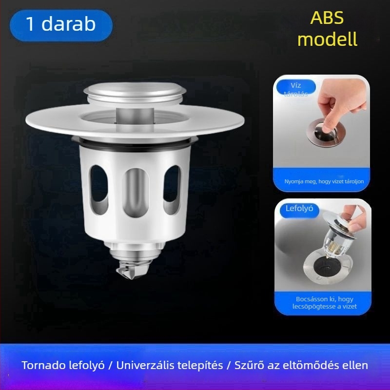 Réz anyagú mosdólefolyó dugó push-type pop-up mechanizmussal és illat-elleni szűrővel – CUPC tanúsítvány, univerzális mosdó kiegészítő