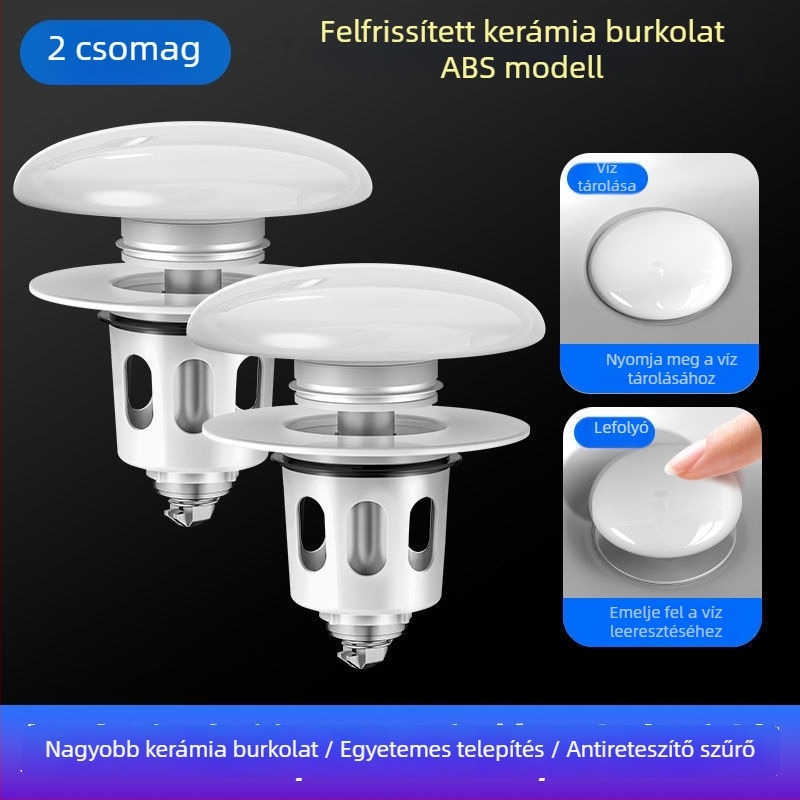 Réz anyagú mosdólefolyó dugó push-type pop-up mechanizmussal és illat-elleni szűrővel – CUPC tanúsítvány, univerzális mosdó kiegészítő