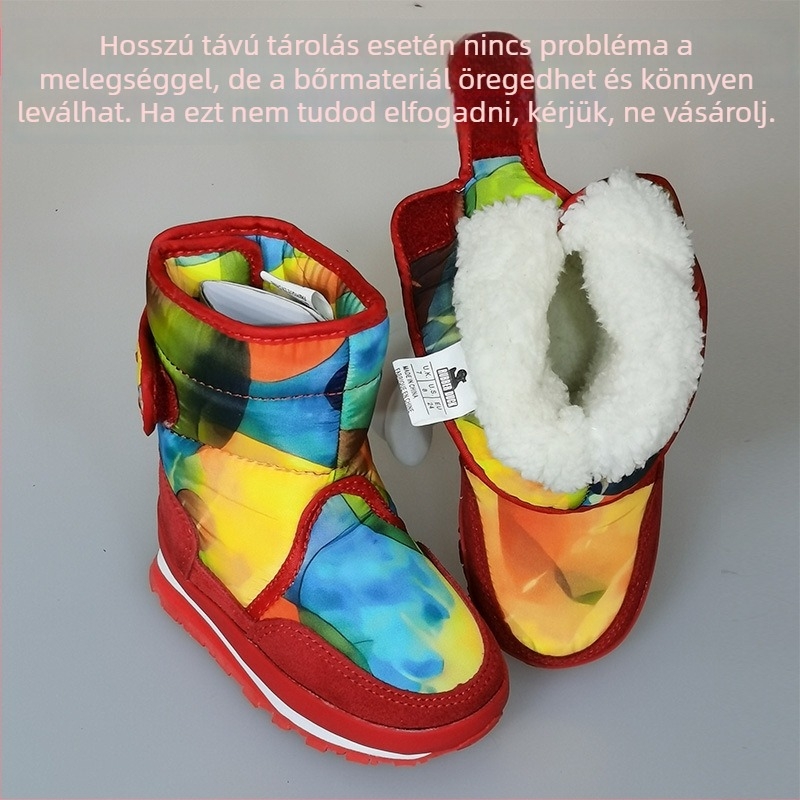 Lányoknak szánt havas csizma, meleg fleece bélés, textil felsőrész, gumírozott talp