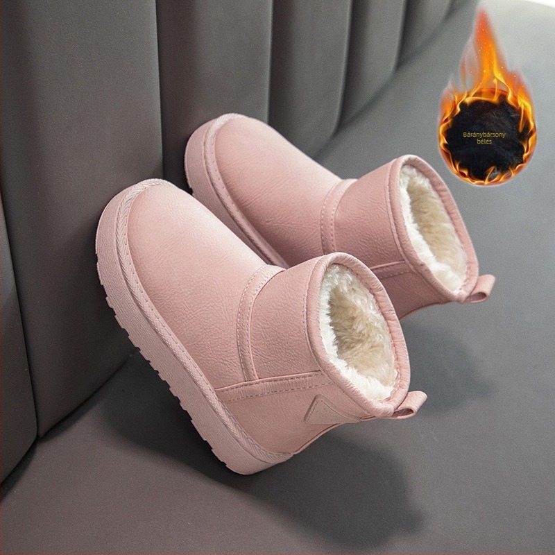 Uniszex gyerek téli bokacsizma, fleece bélés, műbőr felsőrész, csúszásmentes talp, 4-12 éveseknek