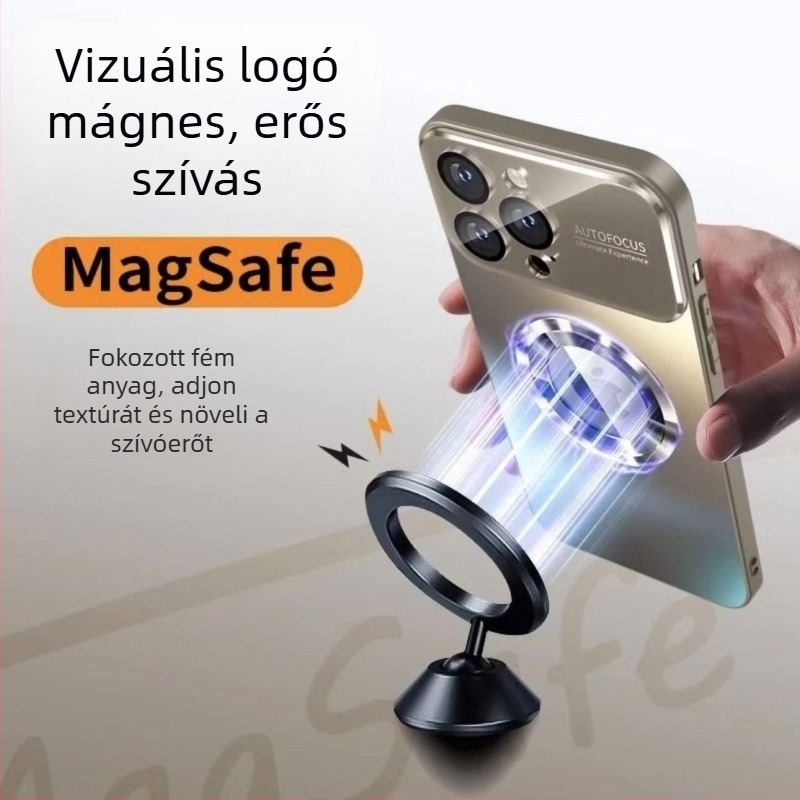 iPhone 17 Pro Max mágneses matt üveg tok — ütésálló, karcolásálló, ujjlenyomat-mentes, PC anyagból