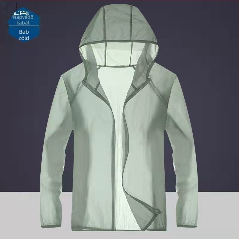 Uniszex nyári kapucnis széldzseki — UPF50+ UV-védelem, légáteresztő műszálas anyag, csíkos mintázat