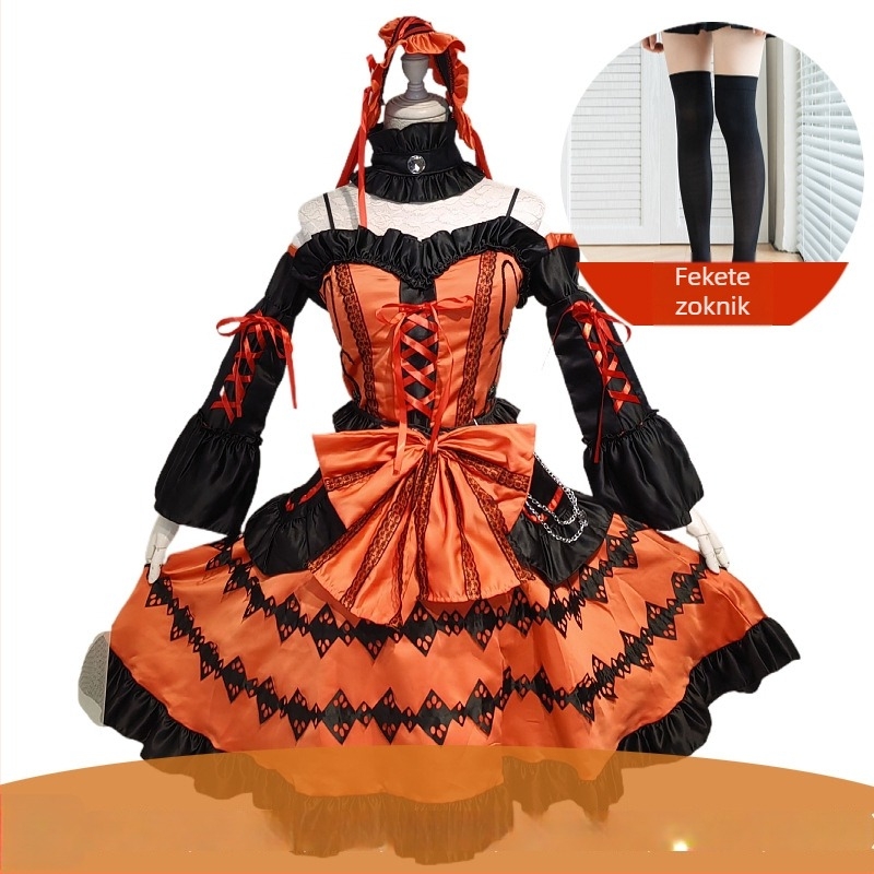 Új készleten, különböző méretek, Date Battle – udvari hercegnő ruha, anime Halloween jelmez, gotikus Lolita stílus