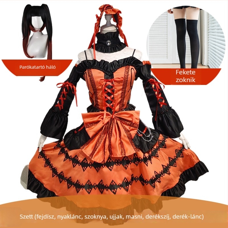 Új készleten, különböző méretek, Date Battle – udvari hercegnő ruha, anime Halloween jelmez, gotikus Lolita stílus