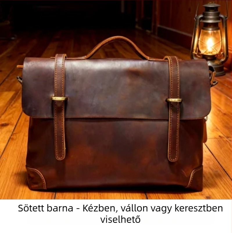 Üzleti kézitáska valódi bőrből – felsőréteg marhabőrből, kopásálló, lopás elleni védelem (üzleti utazásokhoz)
