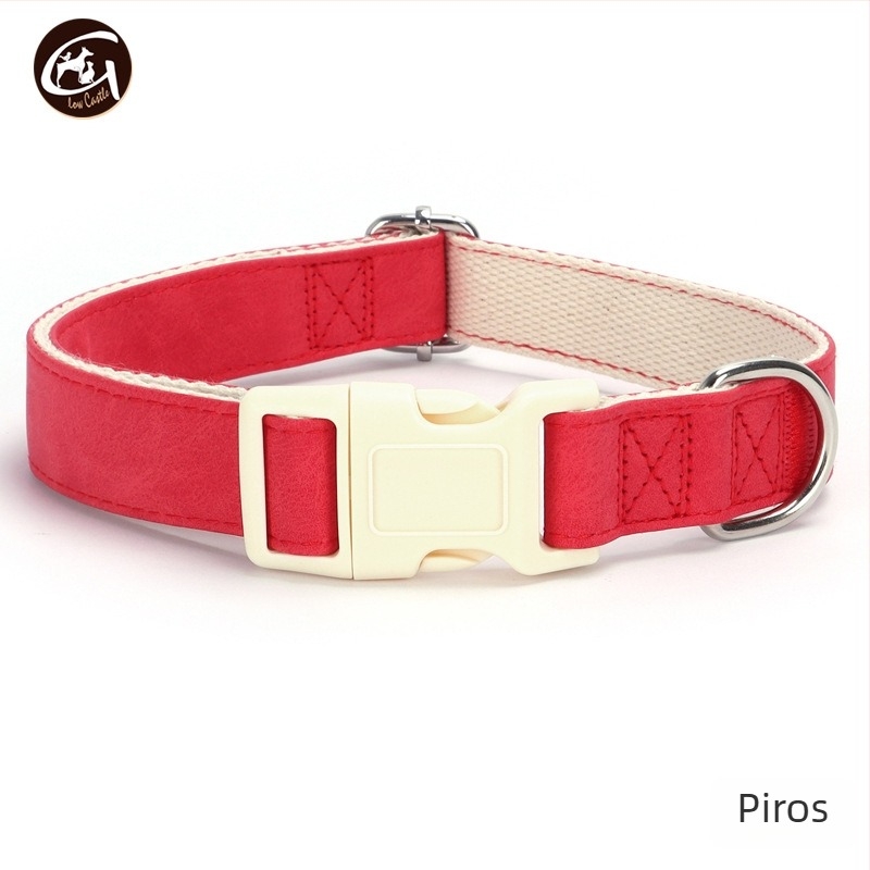 Bőr kutya nyakörv és póráz készlet, állítható, Glow Castle / Flash Castle márka