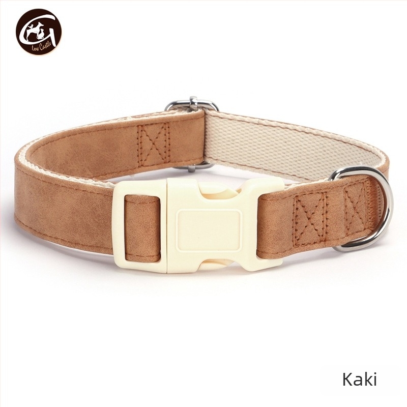 Bőr kutya nyakörv és póráz készlet, állítható, Glow Castle / Flash Castle márka