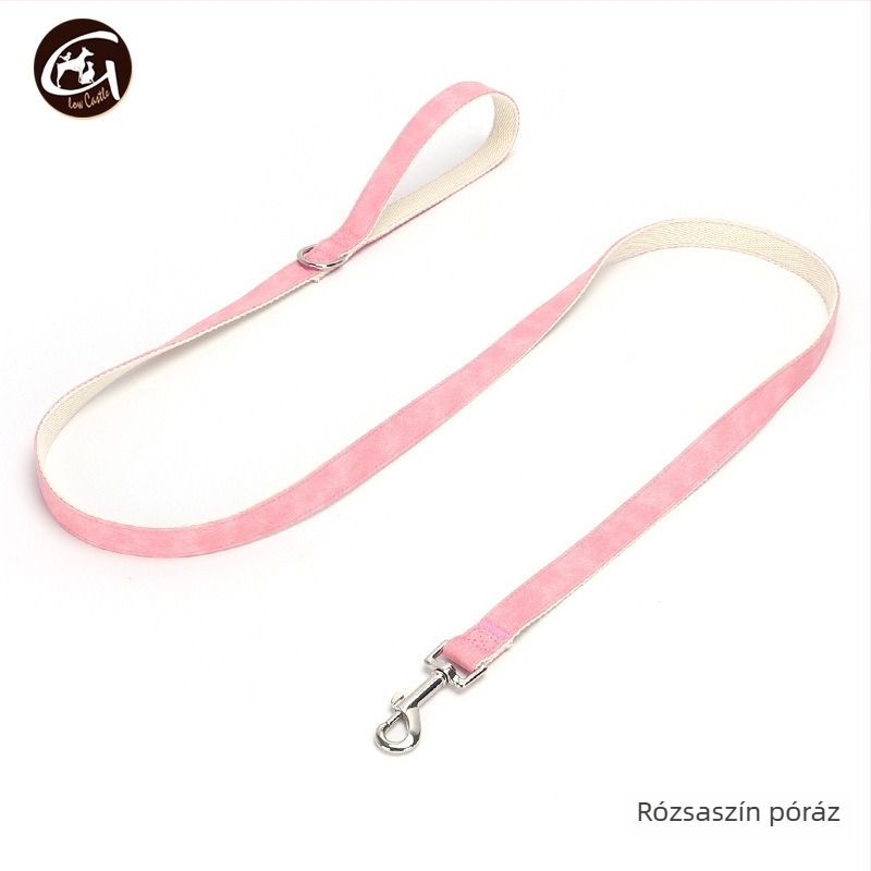 Bőr kutya nyakörv és póráz készlet, állítható, Glow Castle / Flash Castle márka