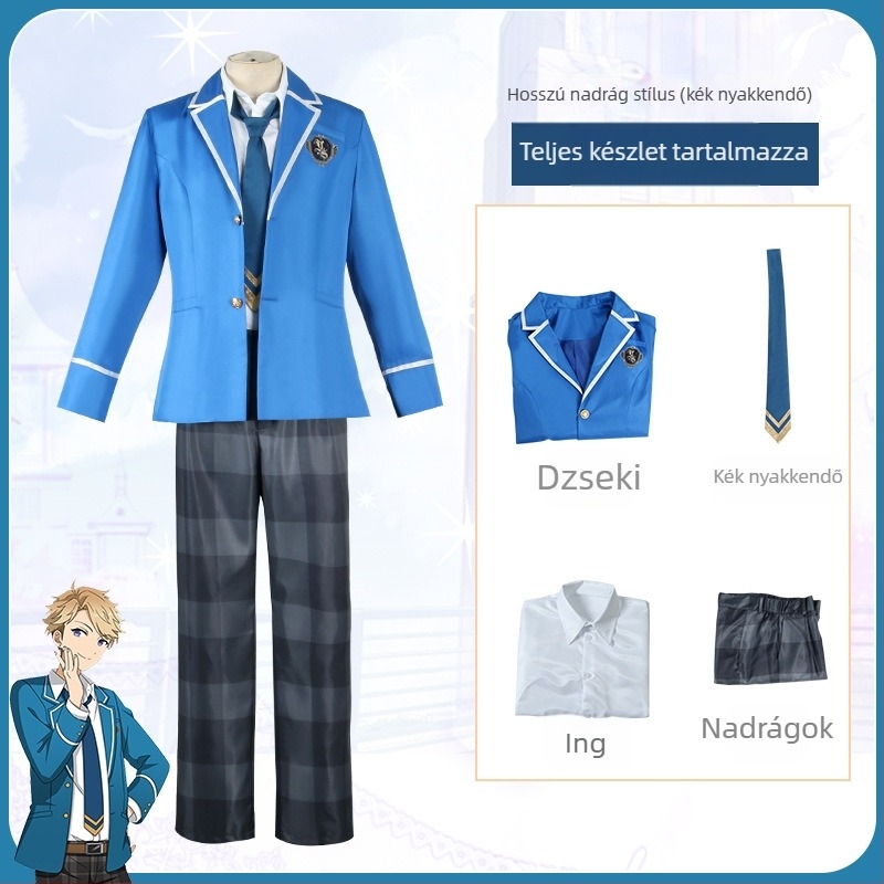 Cosplay iskolai egyenruha készlet Ice Eagle Beidou téma, uniszex, poliészter, anime és szerepjátékokhoz
