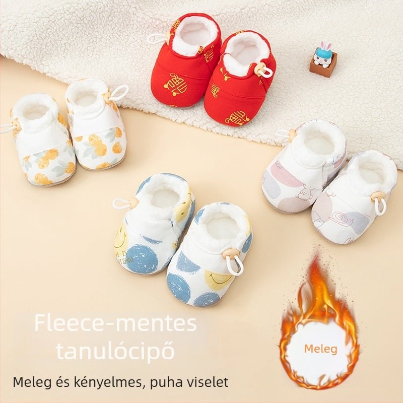 Csecsemő puha talpú textilcipő fleece béléssel, csúszásmentes talppal, uniszex, 6–12 hónapos korosztálynak