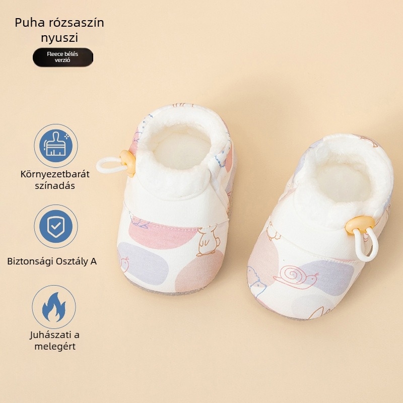 Csecsemő puha talpú textilcipő fleece béléssel, csúszásmentes talppal, uniszex, 6–12 hónapos korosztálynak