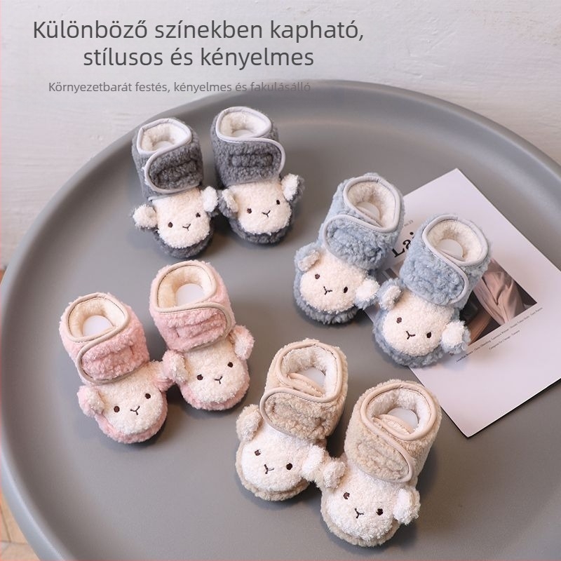 Téli bébi cipő fleece béléssel, sétálócipő, puha talp, csúszásmentes, 0-1 év