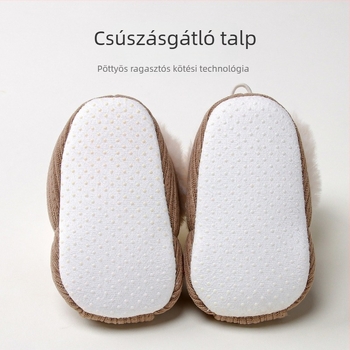 Téli bébicipők polár béléssel, vastag és meleg, aranyos újszülött zoknis cipők