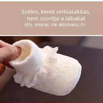 Tavasz–Ősz–Tél babacipő és zokni lányoknak, 6–12 hónapos korosztály, vastag fleece bélés, meleg, puha talp, csúszásgátló, hercegnő stílus.