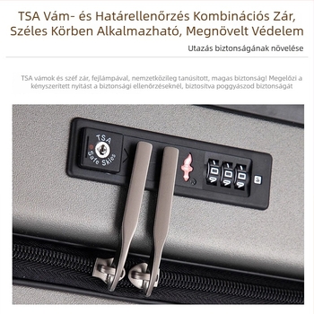 Előnyílású kézi poggyász, PC anyag, bővíthető, 360° kerekek, TSA jelszavas zár