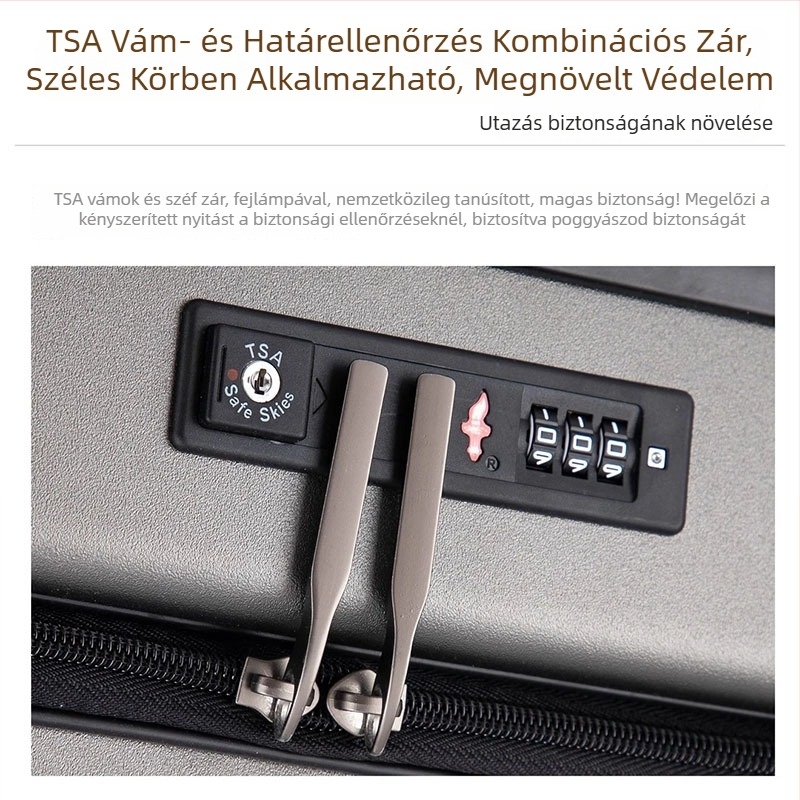 Előnyílású kézi poggyász, PC anyag, bővíthető, 360° kerekek, TSA jelszavas zár