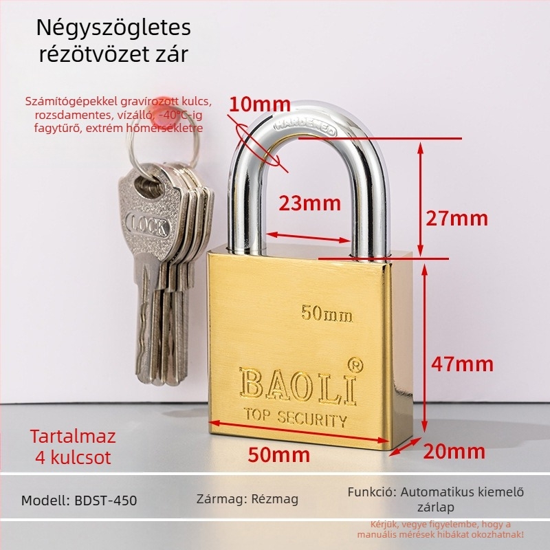 Biztonsági zár Type C, vas test, BAOLI, univerzális használat, könnyed luxus stílus