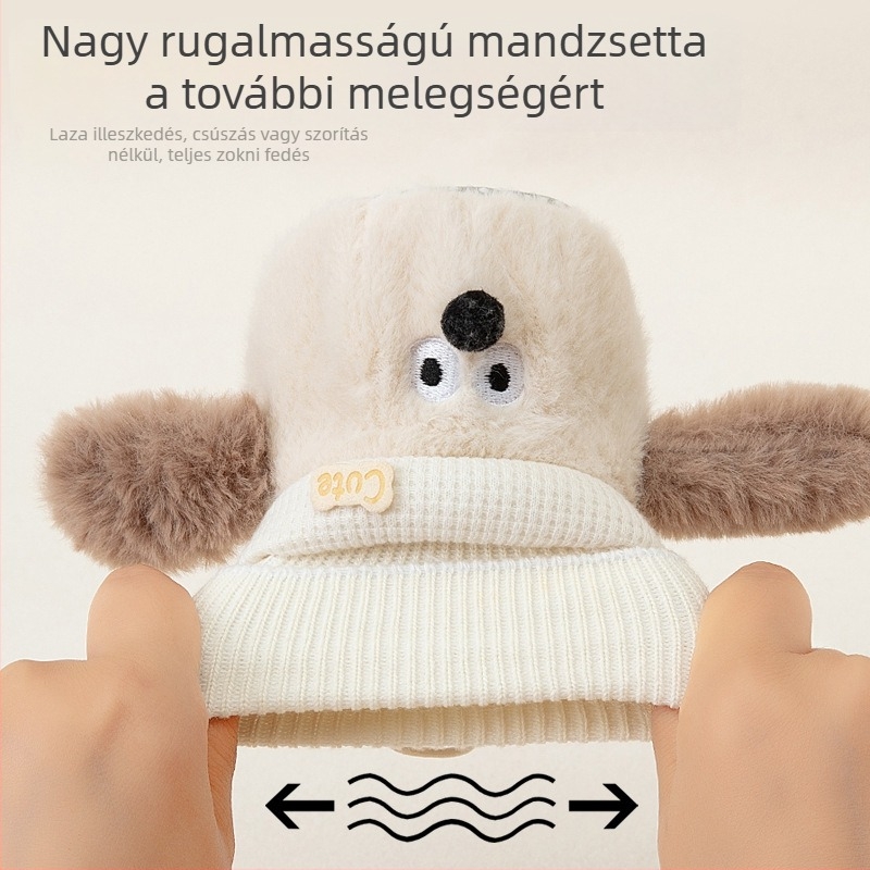 Téli babacipő fleece-beléssel, meleg és puha talpú, csúszásmentes beltéri cipő 6–12 hónapos babáknak